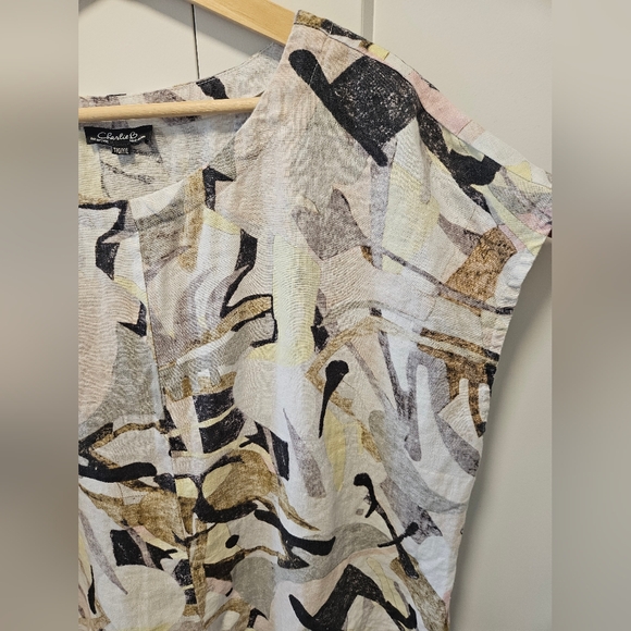 Charlie B Abstract Print Linen Top Size 2X - Picture 5 of 7